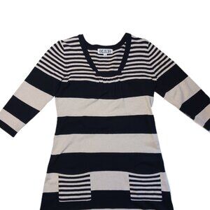 Pink Republic Womens Medium Dress Shirt Black & White 3/4 Sleeve Long Blouse